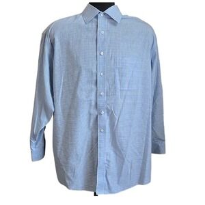 Gold Label Roundtree & Yorke Blue Plaid Dress Shirt 17-33 Cotton